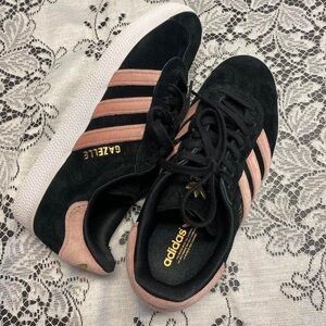 Adidas gazelles black and raw pink gold foil size 7 db0164 streetwear